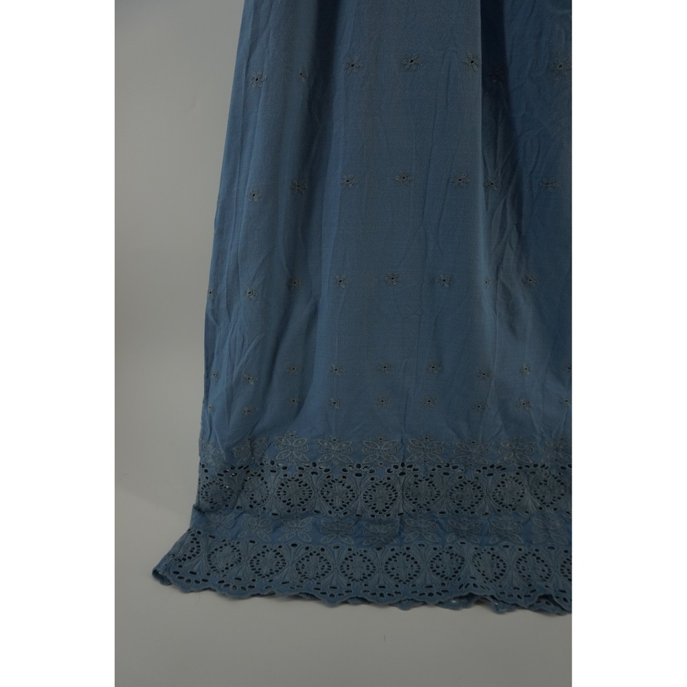 Christy Dawn Mairin Eyelet Maxi Dress Cottagecore Prairie Boho Ruffle Blue OS - Picture 7 of 15